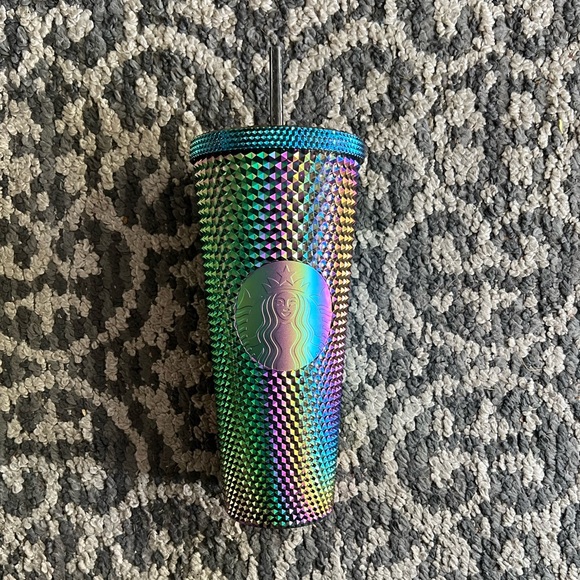 Starbucks 2023 Black Bling Studded Rainbow Cold Cup Tumbler with Straw - Picture 1 of 4